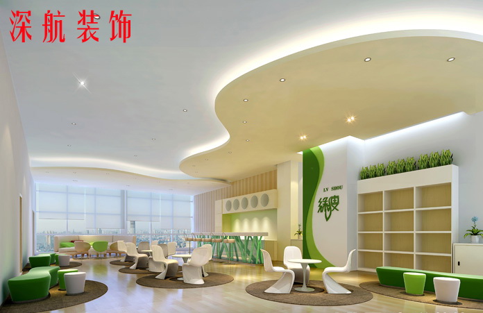 綠瘦集團辦公室裝修前臺效果圖